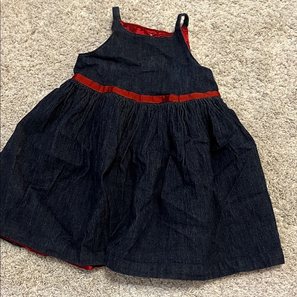 GAP Baby Denim Jumper Christmas 2003 Dress with Red Silky Lining12-18 months - Picture 4 of 14